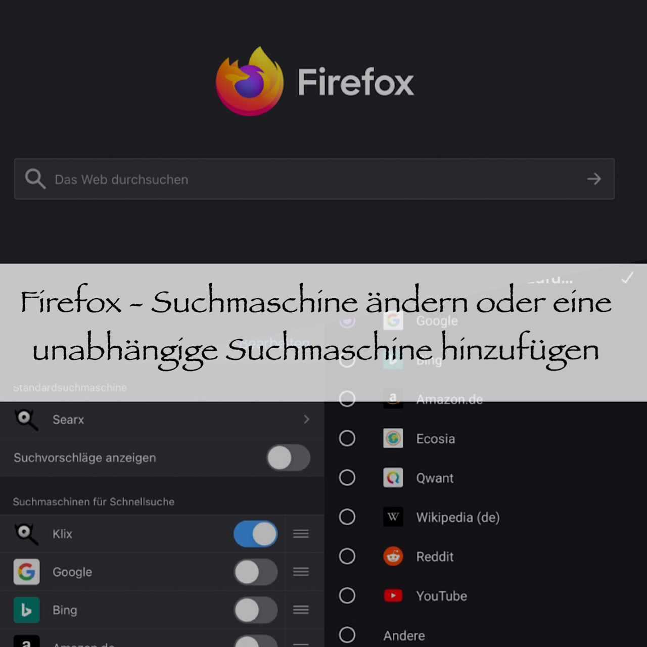 Firefox – Suchmaschine ändern oder eine unabhängige Suchmaschine hinzufügen