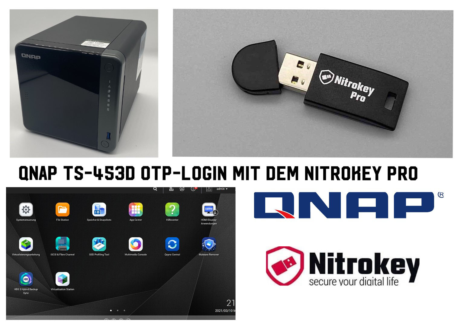 QNAP TS-453D OTP-Login mit dem Nitrokey Pro